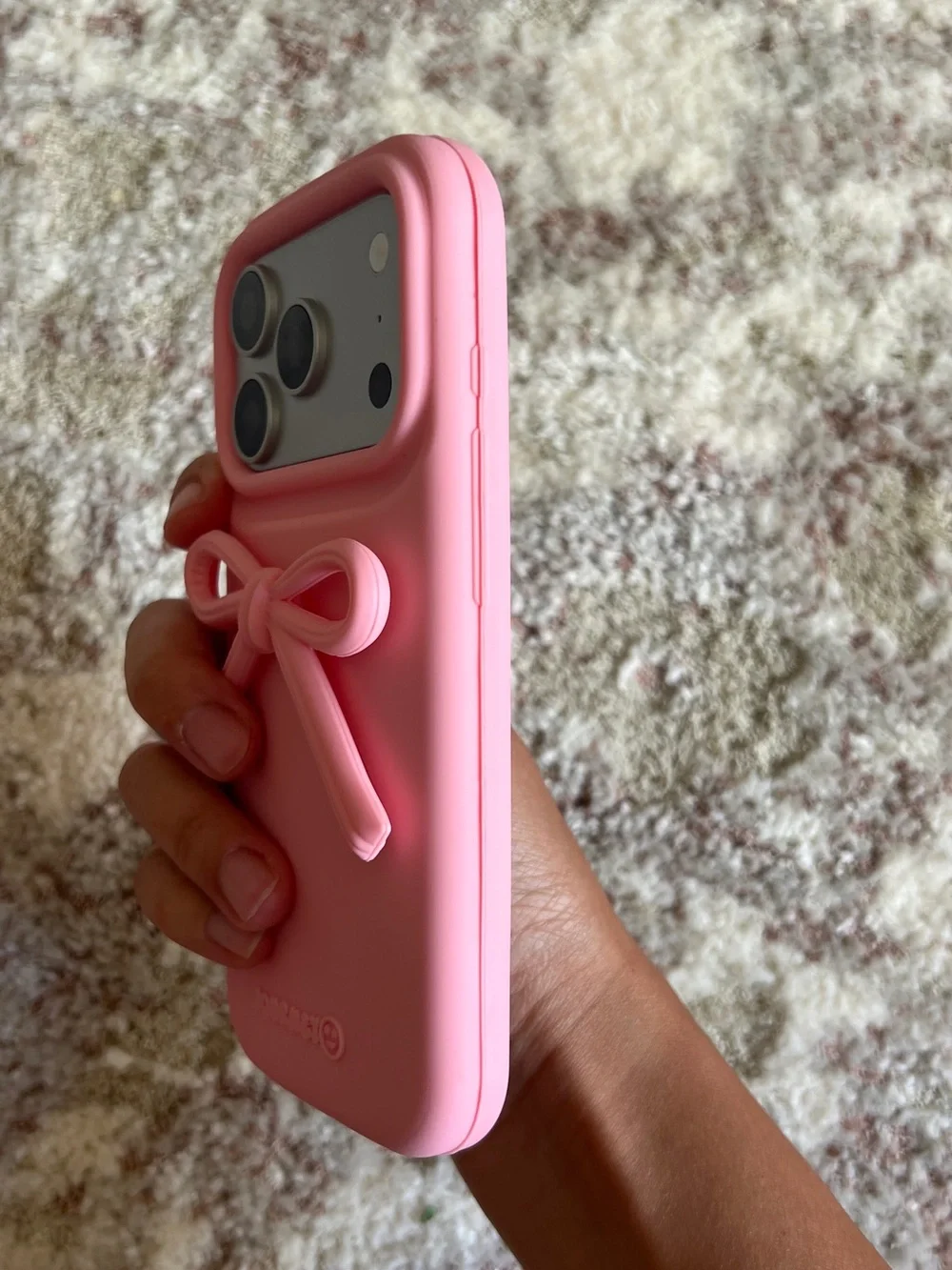 Pink Bow Silicone Phone Case for iPhone 17 Pro- Cute Protective Cover